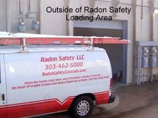 Radon Safety LLC van and loading area